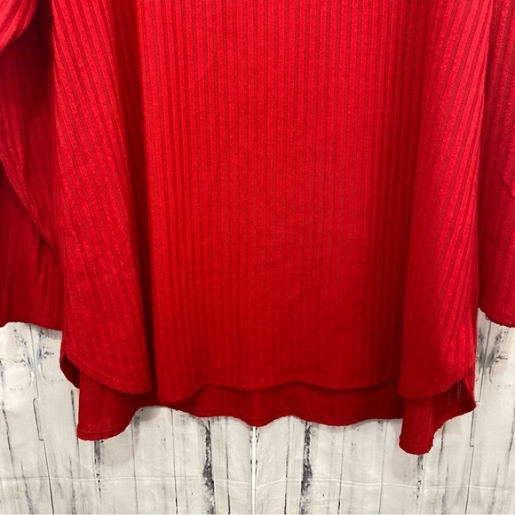 NEW Calvin Klein Size 2X Plus Red Ribbed Tunic Shirt Long Sleeve Pullover Hi-Low - Picture 8 of 11